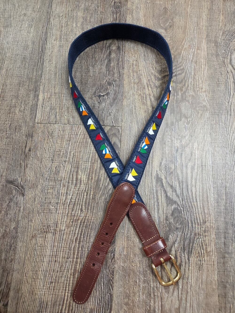 Preston Made in New England USA nautical maritime signal flag Leather Belt 36